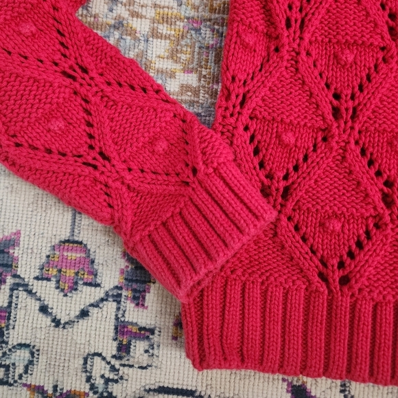 Tommy Hilfiger, Women's Red Knit Crew Neck Soft Long Sleeve Sweater, sz LG - Picture 6 of 15